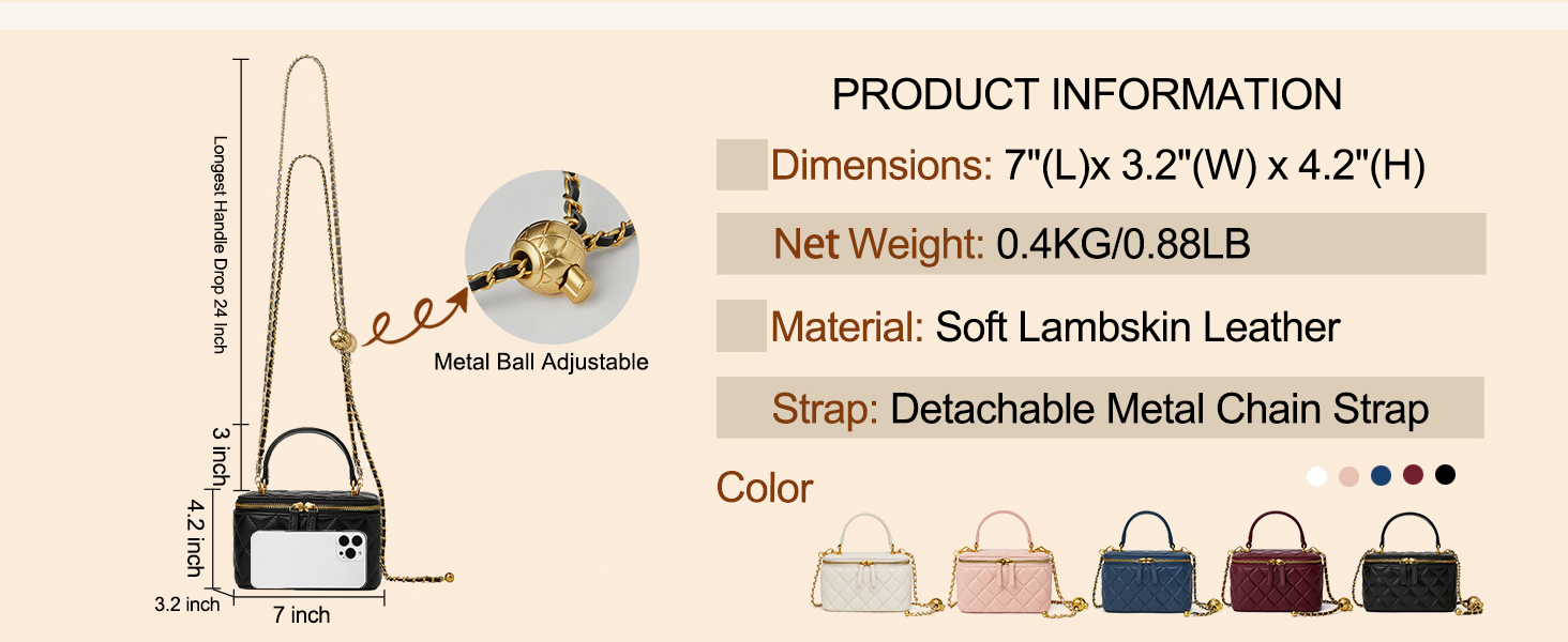 small quilted box crossbody purse for women designer leather mini top handle pouch bag with metal chain strap