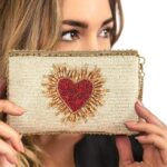 mary frances heart burst beaded crossbody cell phone bag clutch novelty evening purse