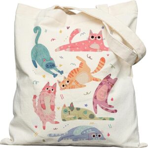 canvas tote bag with aesthetic prints, cute tote bag