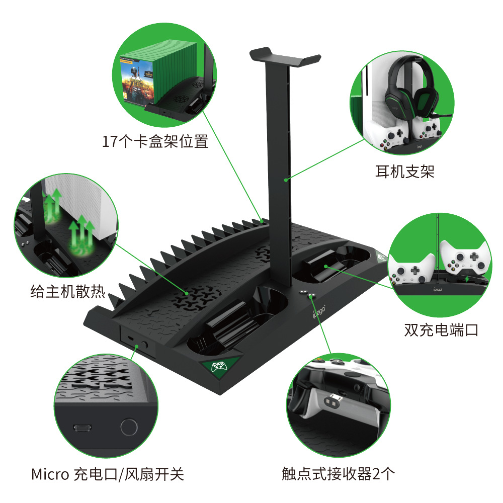 XBOXONESX Controller Cooling Charging Storage Dock - 图片 6