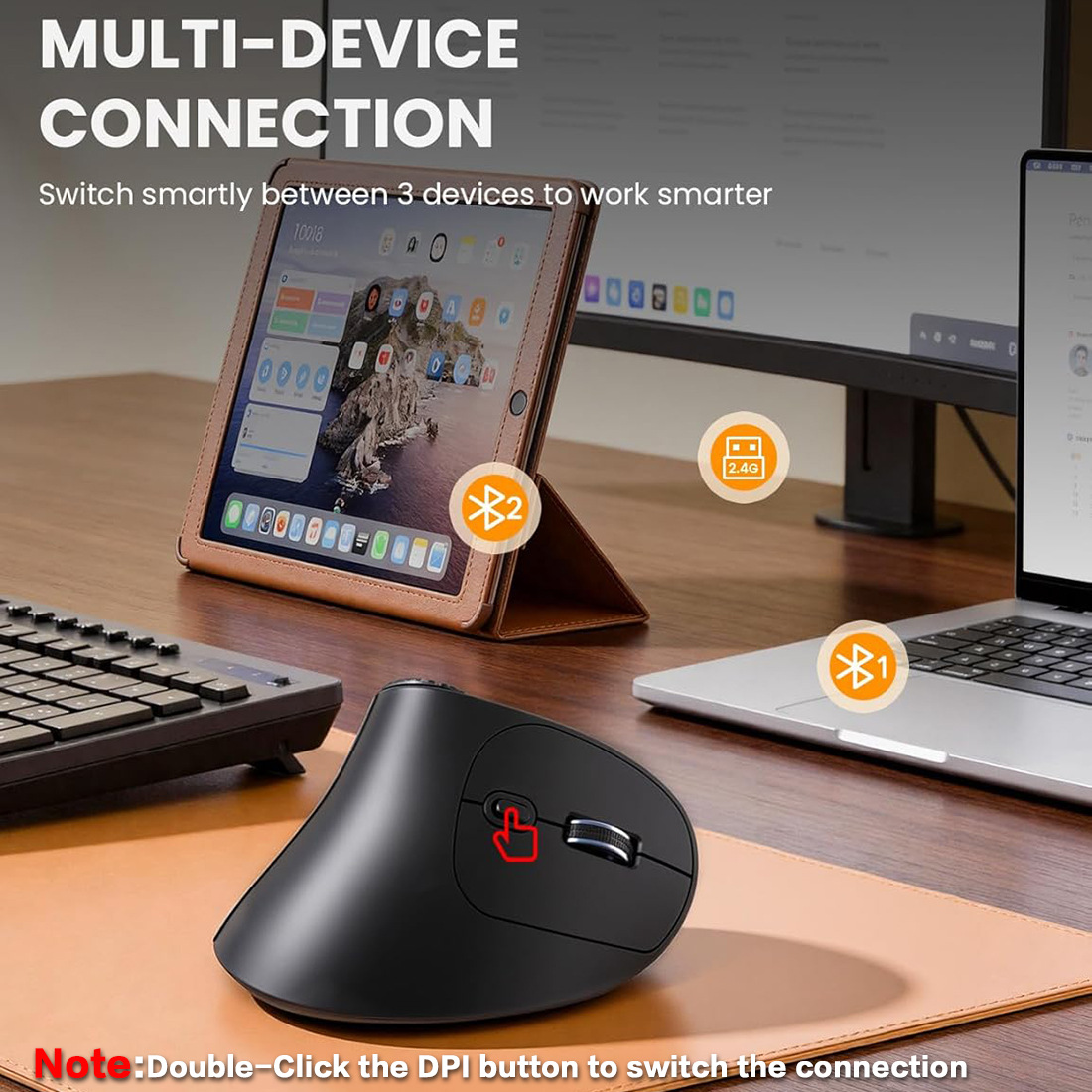 JOMAA Vertical Wireless Bluetooth Dual-Mode Office Mouse - 图片 2