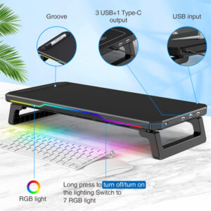 RGB Illuminated Office Desktop Computer Monitor Stand