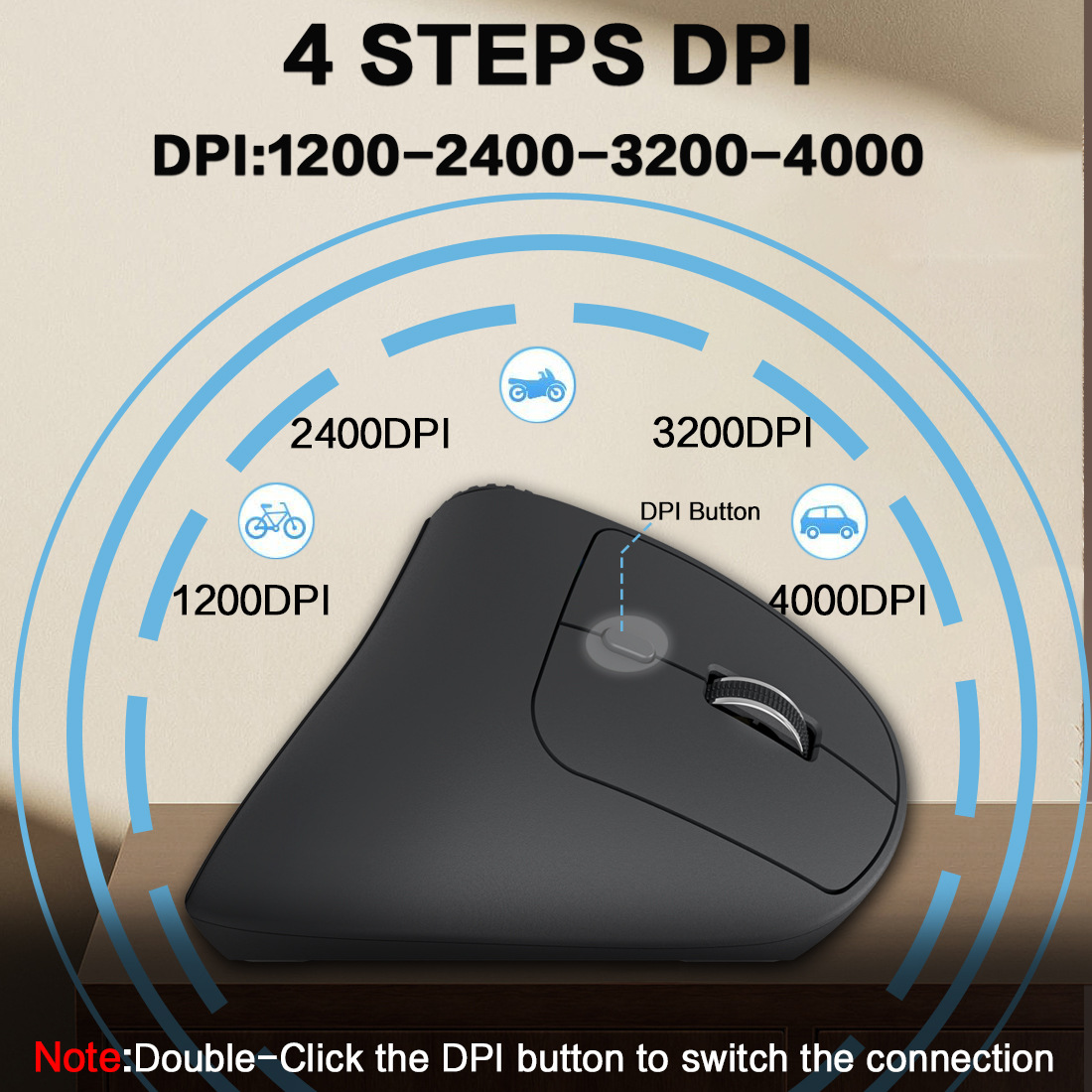 JOMAA Vertical Wireless Bluetooth Dual-Mode Office Mouse - 图片 4